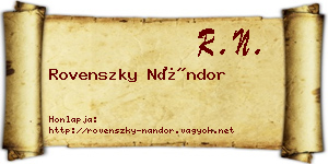 Rovenszky Nándor névjegykártya